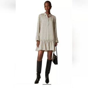 J. Crew Ameila Popover Shirt-Dress In Vintage Links Print. Size Ladies L